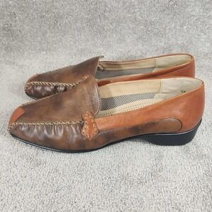 Ara‎ Atlanta Loafers Brown Leather Moccasin Square Toe Womens Size 11